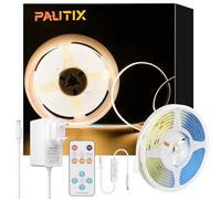PAUTIX Ruban LED COB Blanc Chaud 2700K 2M, Dimmable 960LEDs 24V CRI90+ Kit Bande Lumineuse COB avec RF Télécommande et Alimentation COB LED pour Miroir,Plafond,Cuisine,Armoire,Placard