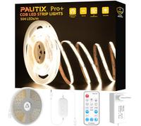 PAUTIX Ruban LED COB Blanc Naturel 4000K 7.5M, 504LEDs/M 24V CRI93 Kit Bande Lumineuse COB Lumineux Dimmable avec RF Télécommande et Alimentation COB LED pour Miroir,Plafond,Cuisine,Armoire,Placard