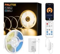 PAUTIX WIFI Ruban LED COB Blanc Chaud 2700K 10M, 480LEDs/M Dimmable 24V CRI90 Flexible Bande Lumineuse,Intelligente Fonction avec Alexa, Télécommande RF et Alimentation pour Bricolage Décoration