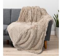 PAVILIA Couverture douce et moelleuse en fausse fourrure, taupe camel, couverture chaude à poils longs en fourrure Sherpa pour lit, canapé, jeté décoratif en peluche confortable, épais, 127 x 152,4 cm