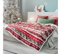 PAVILIA Couverture Sherpa de qualité supérieure | Décoration de Noël en Polaire, Peluche, Chaude, Confortable, réversible, en Microfibre, 152,4 x 203,2 cm