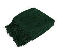 PAVILIA Couverture tissée en Tricot Doux de Style Rustique et Confortable, pour canapé, lit Afghan décoratif et Confortable, Cadeau d'été et d'automne, Vert foncé forêt, 127 x 152,4 cm, Vert émeraude