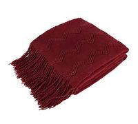 PAVILIA Couverture tricotée avec Franges - Décoration Rustique de Style bohème - pour canapé, lit, Sofa, extérieur - Bordeaux foncé - 60 x 80 cm - pour lit Double
