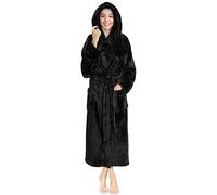 PAVILIA - Peignoir à capuche en peluche douce - Pour femme - Noir - Large/X-Large