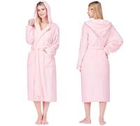 PAVILIA Peignoir à capuche pour femme en polaire douce et chaude pour douche, spa, maison, rose, Large-X-Large