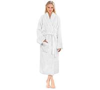 PAVILIA Peignoir à poils longs en polaire Sherpa doux et chaud pour femme, blanc, Large-X-Large