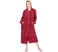 PAVILIA Peignoir de bain en polaire sherpa avec fermeture éclair pour femme âgée avec poche, bordeaux, Large-X-Large
