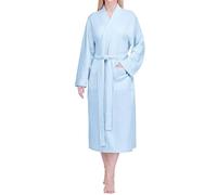 PAVILIA Peignoir kimono en tricot gaufré pour femme, doux, confortable, respirant, léger avec poches latérales pour douche, spa, maison, bleu ciel, Large-X-Large