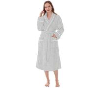 PAVILIA Peignoir long en polaire douce texturée pour femme, gris clair, XXL/3XL