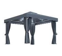 pavillon "2026 Moderne" avec rideaux & guirlande lumineuse LED 3x3 m Anthracite - Pavillons & Tentes de réception - Meubles design 2835280