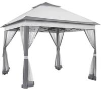 Pavillon 3,3 x 3,3 m – Pavillon – Dépliable – Gris clair – Tente de réception – Easy Up – Imperméable et résistant aux intempéries – Réglable en hauteur