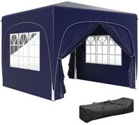 Pavillon 3 x 3 m, imperméable, résistant à l'hiver, pavillon pliant pop-up, protection UV 50+, tente de jardin pliable avec 4 panneaux latéraux, sac de rangement