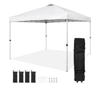 Pavillon 304,8x304,8x320cm - Tente de jardin 250DPolyuréthane- Tissu enduit d'argent - Pavillon pliable avec sac de rangement - Tente de réception 6-8 personnes - Tente pop-up - Blanc Pavillon de jard