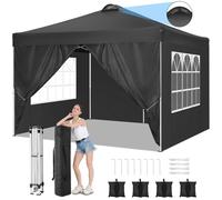 Pavillon 3x3 imperméable stable résistant à l'hiver, pavillon pliable avec 4 parois latérales,protection UV 50+ tente de jardin tente de fête, pavillon de jardin pour jardin fête marché