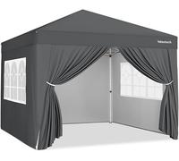Pavillon 3x3 mètres avec 4 parois latérales, structure pliable de type pop-up, imperméable, résistant aux intempéries hivernales, avec hauteur réglable, fourni avec une sacoche de transport, structure