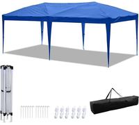 Pavillon 3x6, imperméable, stable, résistant à l'hiver, tente pliante, pergola pour camping, festival, fête, bleu