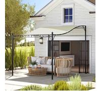 Pavillon adossé de style pergola avec toit, hydrofuge, autoportant, pouvant servir de pavillon de jardin, 2,5x3x2,5 m, blanc crème