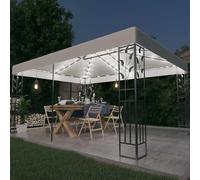Pavillon avec double toit & guirlande lumineuse LED 3x4 m Blanc