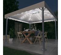 vidaXL Pavillon avec guirlande lumineuse LED 300x300 cm blanc crème Aluminium