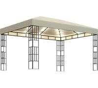 Pavillon avec guirlande lumineuse LED 3x4 m blanc crème