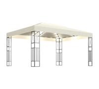 Pavillon avec guirlande lumineuse LED 3x4 m Crème Tissu