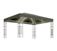 Pavillon avec guirlande lumineuse LED 3x4 m Taupe Tissu
