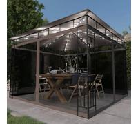 vidaXL Pavillon avec moustiquaire & guirlande lumineuse LED 3x3x2,73 m Taupe