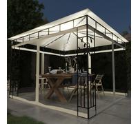 vidaXL Pavillon avec moustiquaire & guirlande lumineuse LED 3x3x2,73m Blanc crème