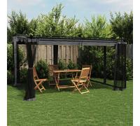 Pavillon avec parois en filet anthracite 4x3 m acier