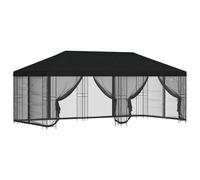 Pavillon avec parois latérales 6 x 3 m polyester noir et acier | 14 parois latérales réglables, fermeture , toit imperméable, circulation de l'air, convient pour le jardin et la terrasse