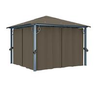 Pavillon avec rideau 300x300 cm taupe aluminium