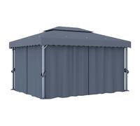 vidaXL Pavillon avec rideau 4x3 m Anthracite Aluminium