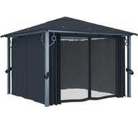 Pavillon avec rideaux 300×300 cm Anthracite Aluminium