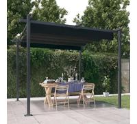 Pavillon avec toit rétractable, pavillon pliable, pergola, tente de réception, auvent publicitaire, tente de soleil, pavillon de jardin, pavillon barbecue, dimensions 3x3 mètres, couleur anthracite
