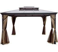 Pavillon Bolt Edge – Pergola à toit rigide en aluminium – Pavillon de jardin – Tente de réception – 3 x 3,6 m – Avec moustiquaire