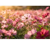 Pavillon Champ de cosmos Roses tropicaux, fleurs de printemps et d'été | Pavillon Nautique FestivitéS 3x5 FT Double Face Drapeau Double Face 2 œIllets Géant Pavillon Jardin DéFiléS
