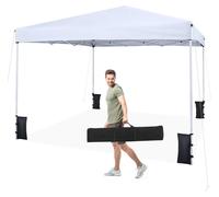 Pavillon COSTWAY 3 x 3 m, pavillon pliable pop-up à hauteur réglable, pavillon de jardin imperméable, tente de réception avec protection UV 50+ et sac de transport, 4 sacs de sable