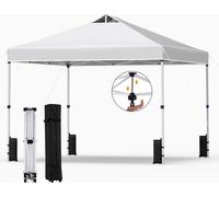 Pavillon COSTWAY 3 x 3 m, pavillon pliable pop-up résistant à l'hiver, pavillon de jardin avec 4 sacs de sable, sardines, cordes et sac de transport, tente de réception, protection solaire, blanc