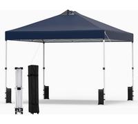 Pavillon COSTWAY 3 x 3 m, pavillon pliable pop-up résistant à l'hiver, pavillon de jardin avec 4 sacs de sable, sardines, cordes et sac à roulettes, tente de réception, protection solaire bleue
