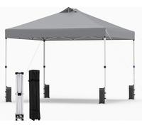 Pavillon COSTWAY 3 x 3 m, pavillon pliable pop-up résistant à l'hiver, pavillon de jardin avec 4 sacs de sable, sardines, cordes et sac à roulettes, tente de réception, protection solaire, gris