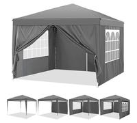 Pavillon de 3x3 mètres, couleur gris clair, avec 4 panneaux latéraux