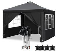 Pavillon de 3x3 mètres, couleur noire, avec 4 panneaux latéraux