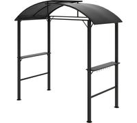 Pavillon de barbecue 233 x 110 x 235 cm Pavillon de jardin coupe-vent avec double toit, étagères, tonnelle avec protection UV, pavillon de barbecue en acier, tente de jardin, tente de grill pour barbe