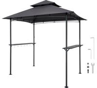 Pavillon de barbecue 2430x1500x500 mm - Abri BBQ-Gazebo pour barbecue extérieur - Abri de barbecue à 2 niveaux - Pavillon de jardin double toit pour 2-4 personnes - Idéal pour terrasse, arrière-cour &