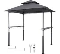 Pavillon de barbecue 2430x1500x500mm - Abri BBQ pour barbecue extérieur - Couverture grill-gazebo à 2 niveaux - Toit double pavillon de jardin avec pieds de support renforcés - Idéal pour terrasse, ar