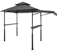 Pavillon de barbecue 2430x1500x500mm - Abri de barbecue extérieur - Abri BBQ-Gazebo à 2 niveaux - Pavillon de jardin avec double toit & pieds de support renforcés - Auvent pour terrasse, cour & jardin