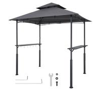 Pavillon de barbecue VEVOR, 2430x1500x500 mm, abri pour barbecue extérieur, abri BBQ-Gazebo à 2 niveaux, pavillon de jardin à double toit avec pieds de support renforcés, pour terrasse, arrière-cour &