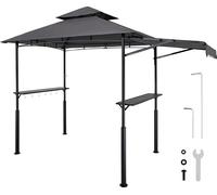 Pavillon de barbecue VEVOR, 2430x1500x500mm, abri pour barbecue extérieur, abri BBQ-Gazebo à 2 niveaux, pavillon de jardin à double toit avec pieds de support renforcés & store, pour terrasse, cour & 