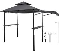 Pavillon de barbecue VEVOR, 2430x1500x500mm, abri pour barbecue extérieur, abri BBQ-Gazebo à 2 niveaux, pavillon de jardin à double toit avec store supplémentaire, pour terrasse, cour & jardin