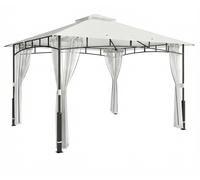 Pavillon de jardin - 3 x 3,6 mètres - Imperméable - Moustiquaire intégrée - Toit double - Structure métallique / Toile polyester - Noir